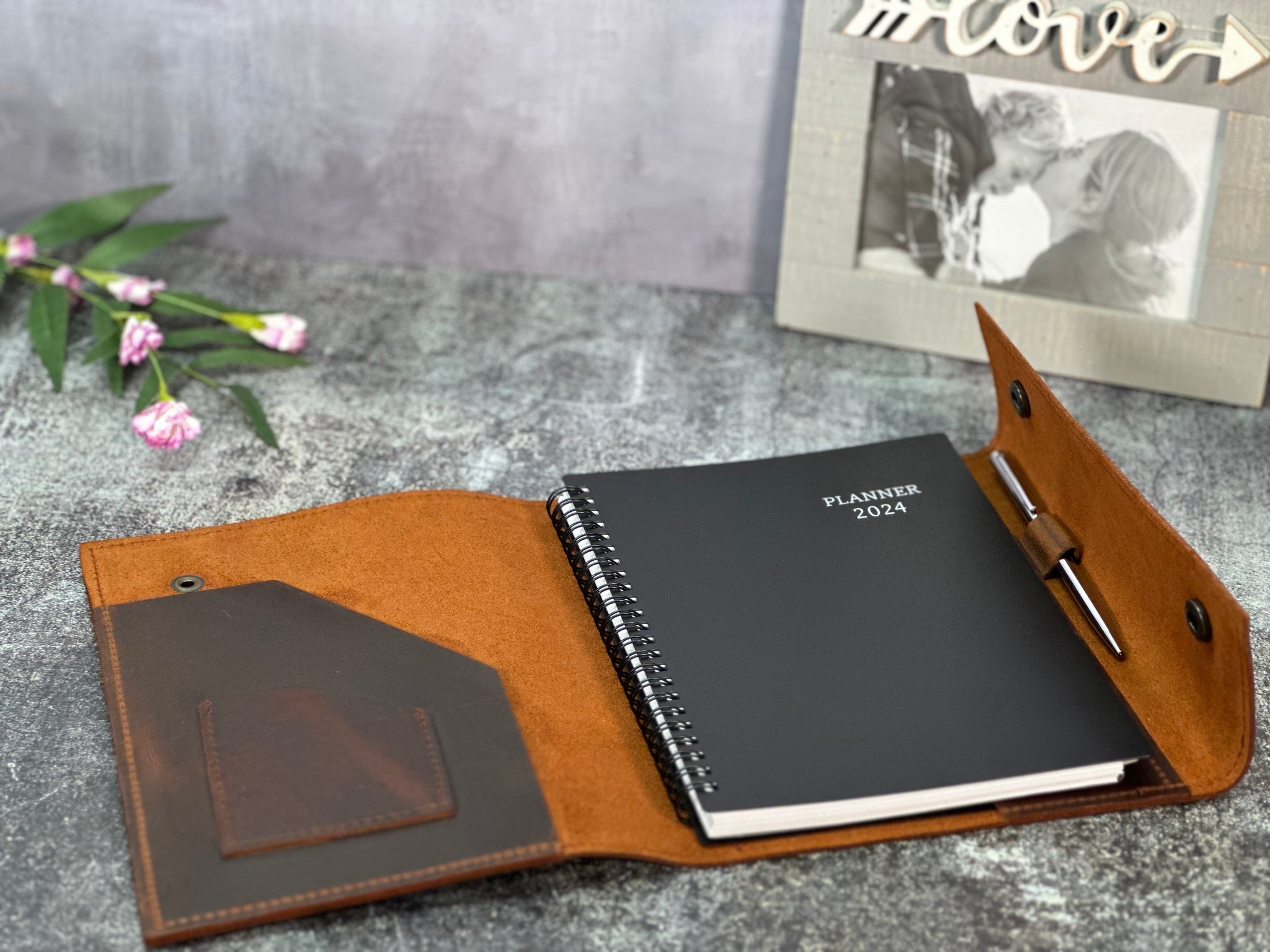 2024 Planner + Refillable Leather Cover + Rosewood Pen