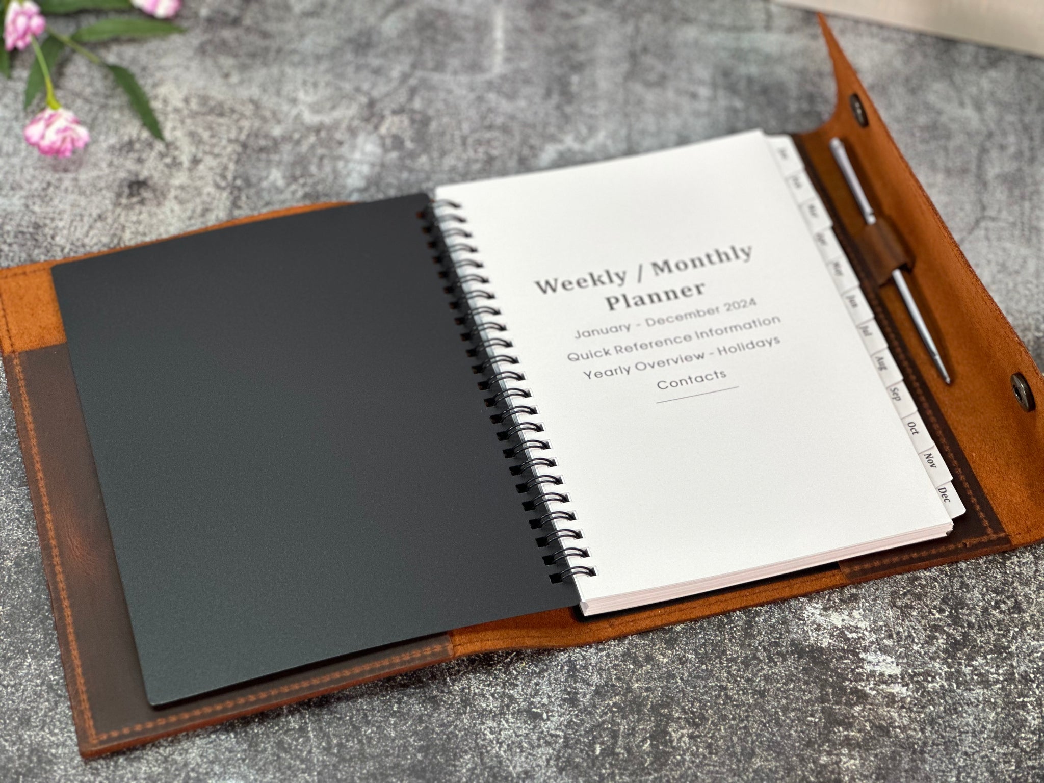 2024 Planner+ Refillable Hand-stitched Personalized Leather Cover