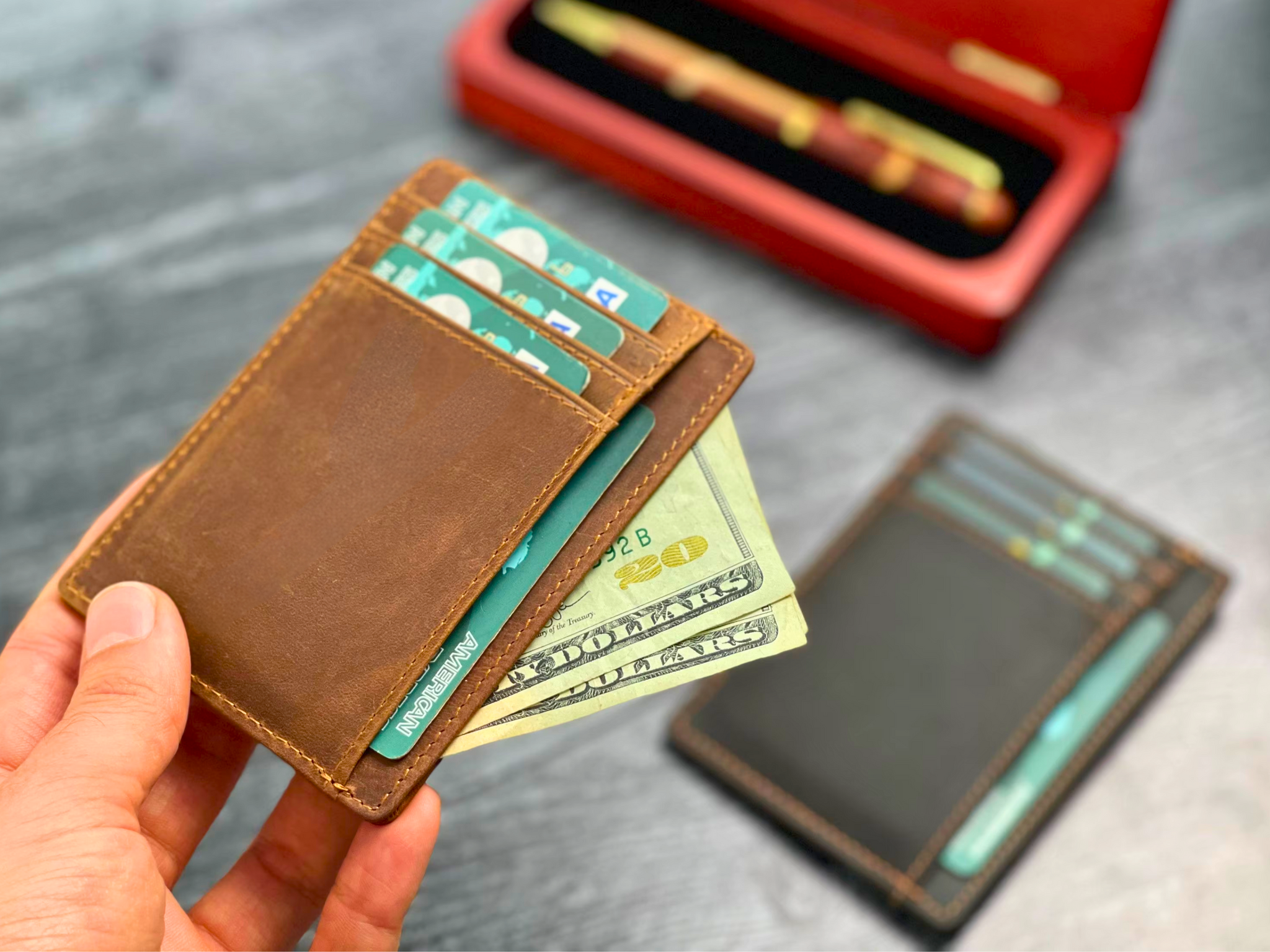 Personalized Slim Vegan Leather Wallet for Men