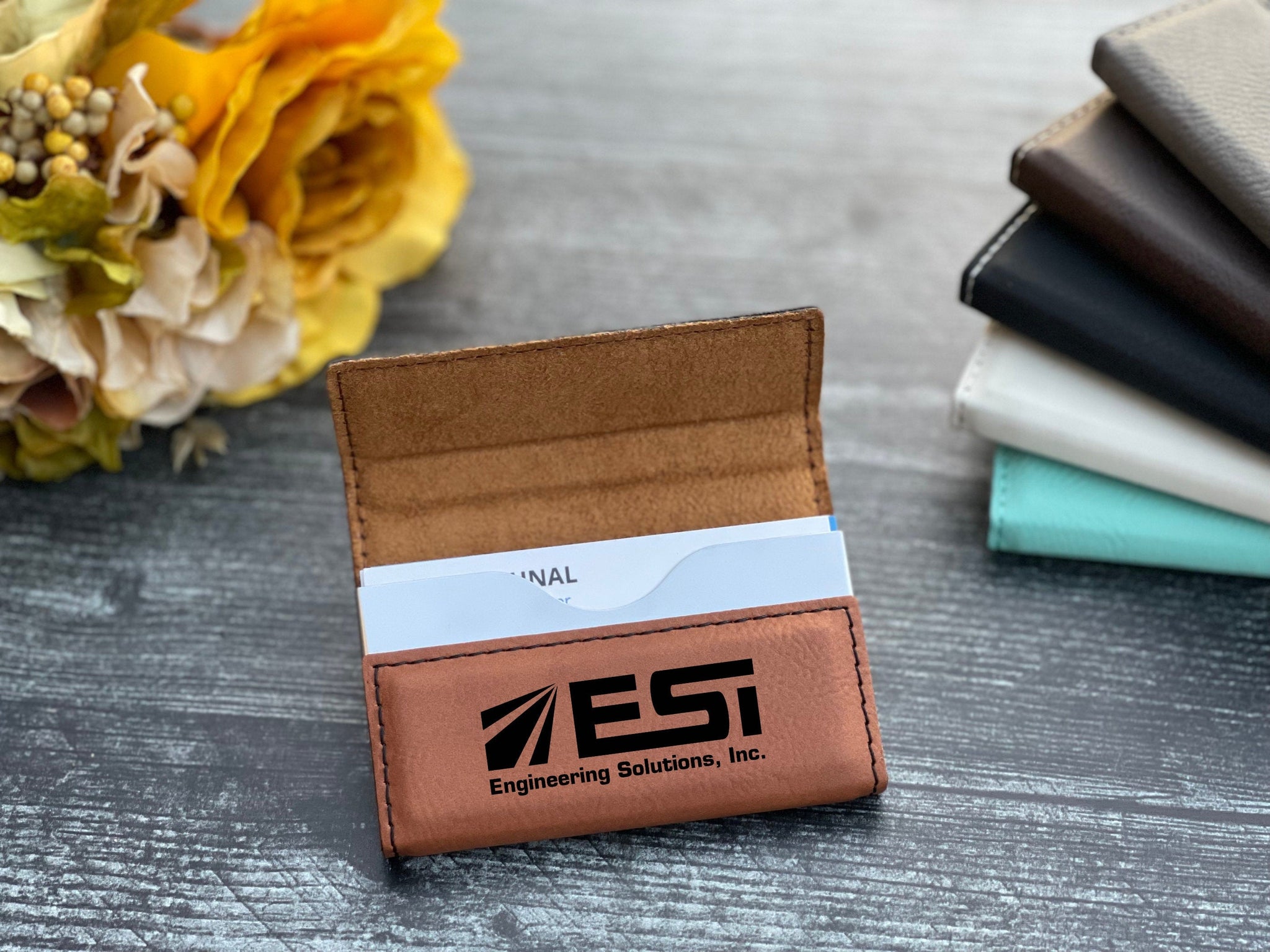 Business Card Holder, Leather, Personalized Card Case, Custom Engraved Boss Gift, Groomsmen Gifts, Corporate Gift - #EngraveToRemember# - #product+tag# - 