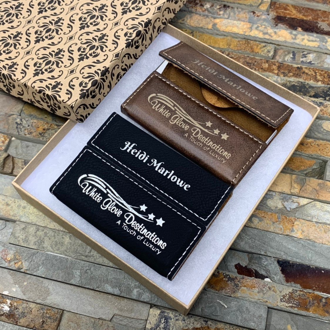 Business Card Holder, Leather, Personalized Card Case, Custom Engraved Boss Gift, Groomsmen Gifts, Corporate Gift - #EngraveToRemember# - #product+tag# - 