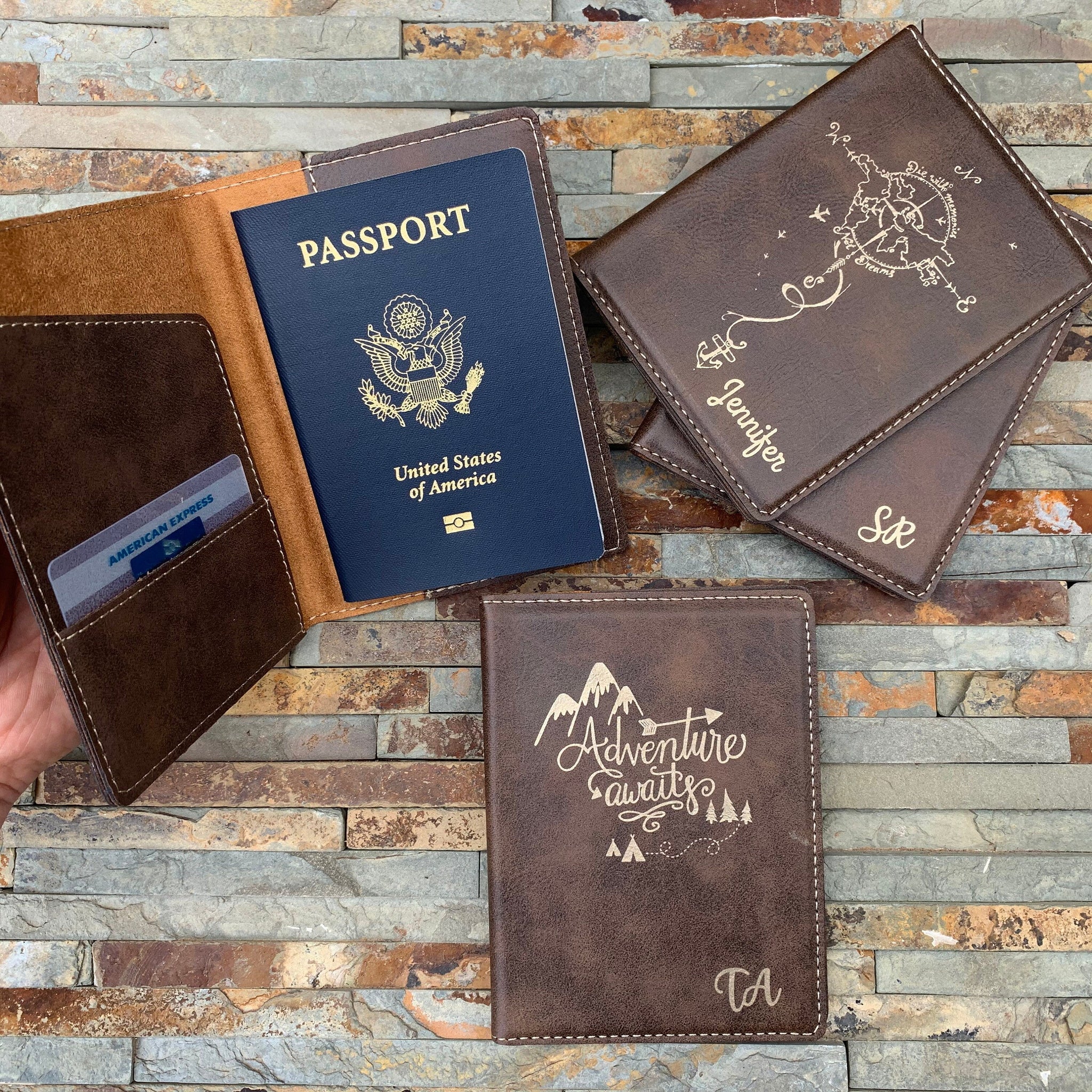 Custom Engraved Leather Passport Cover - #EngraveToRemember# - #product+tag# - 