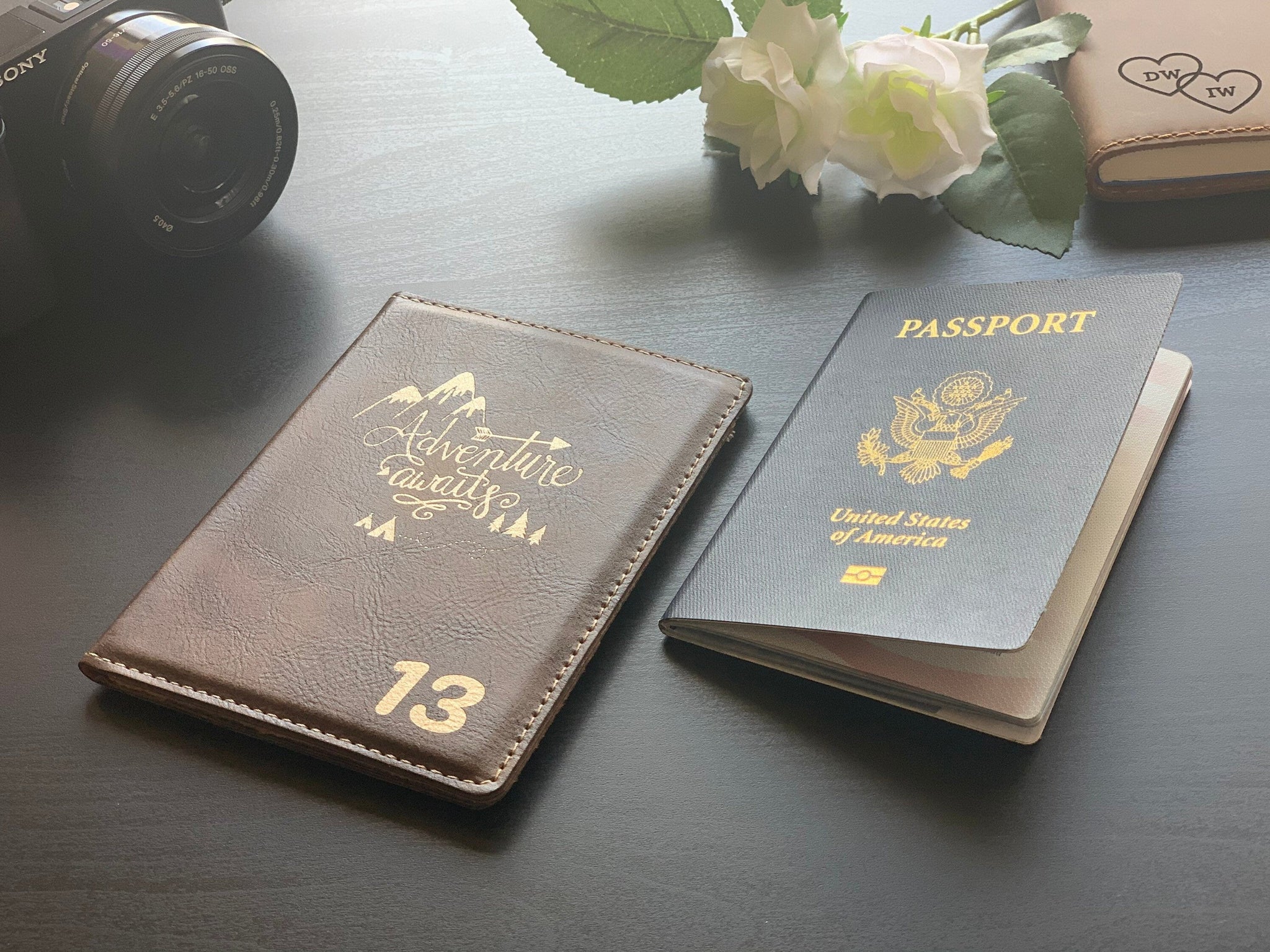 Custom Engraved Leather Passport Cover - #EngraveToRemember# - #product+tag# - 