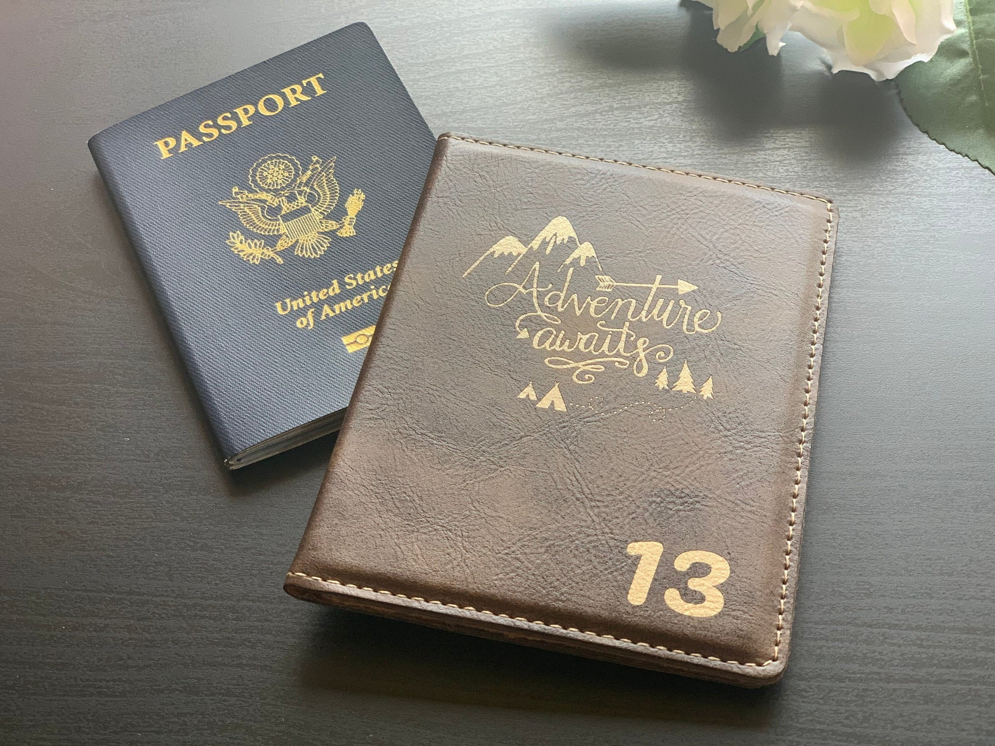 Custom Engraved Leather Passport Cover - #EngraveToRemember# - #product+tag# - 