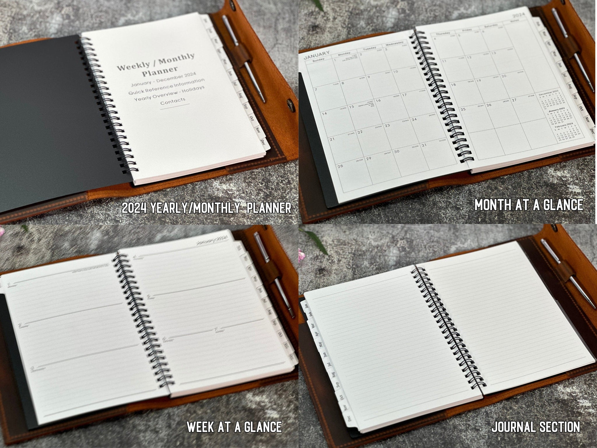 2022 Refillable Leather Planner With Belt Lock