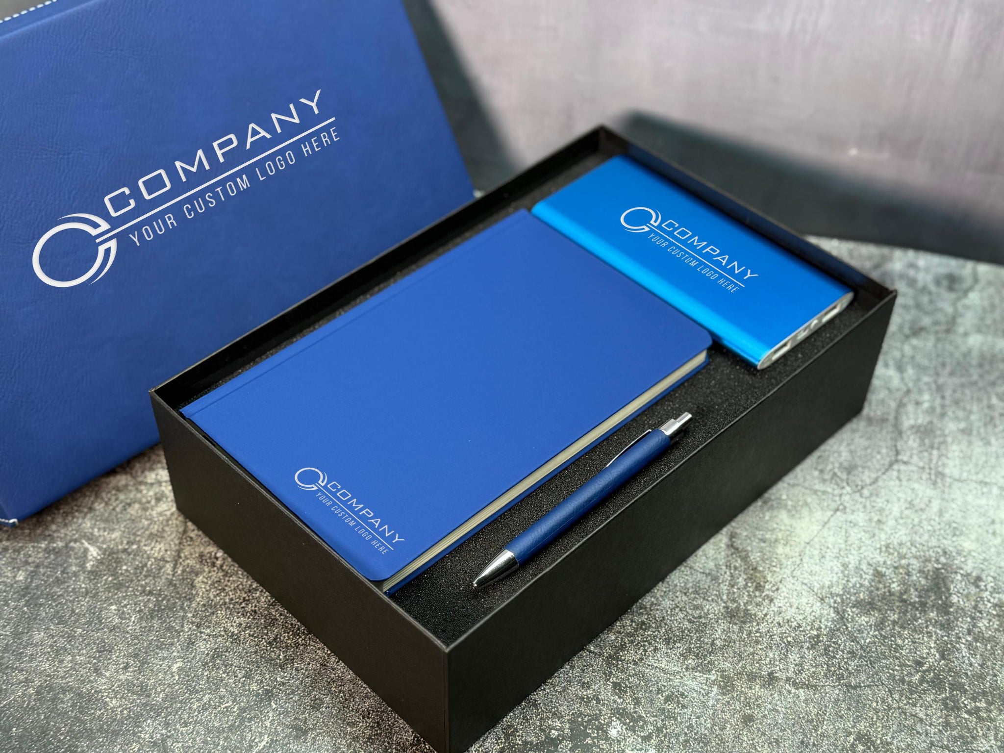 Personalized Gift Set – Engraved Knife, Power Bank, Journal & Pen | Gift for Him, Groomsmen, Corporate, Graduation, Father’s Day