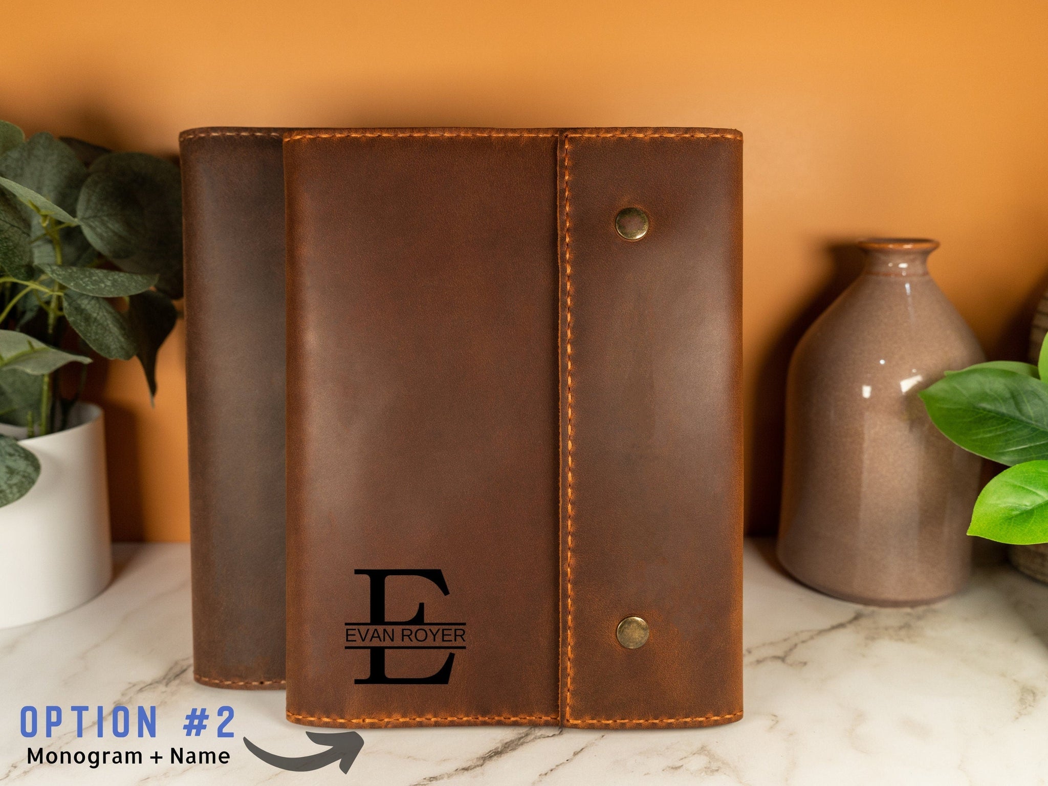 Leather Journal, Refillable + Comes with Pen, A5 size Personalized Hand - stitched Refillable Leather Cover, Gratitude Journal, Bullet Journal - #EngraveToRemember# - #product+tag# - 