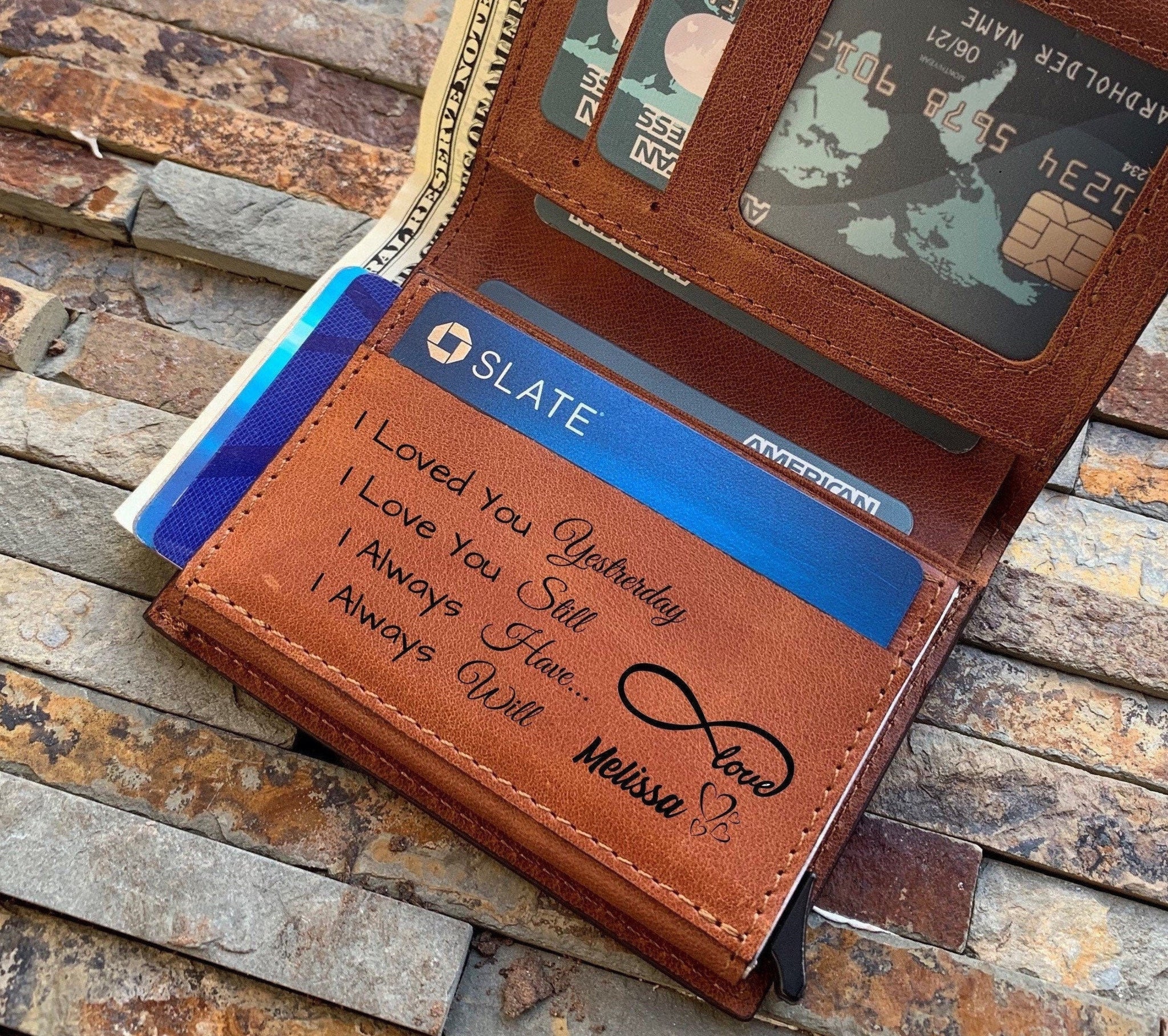 Mens Wallet, Leather Wallet, Custom Picture Engraving, Personalized Men's Wallet, Christmas Gift Boyfriend, Husband Gift Anniversary Gift - #EngraveToRemember# - #product+tag# - 