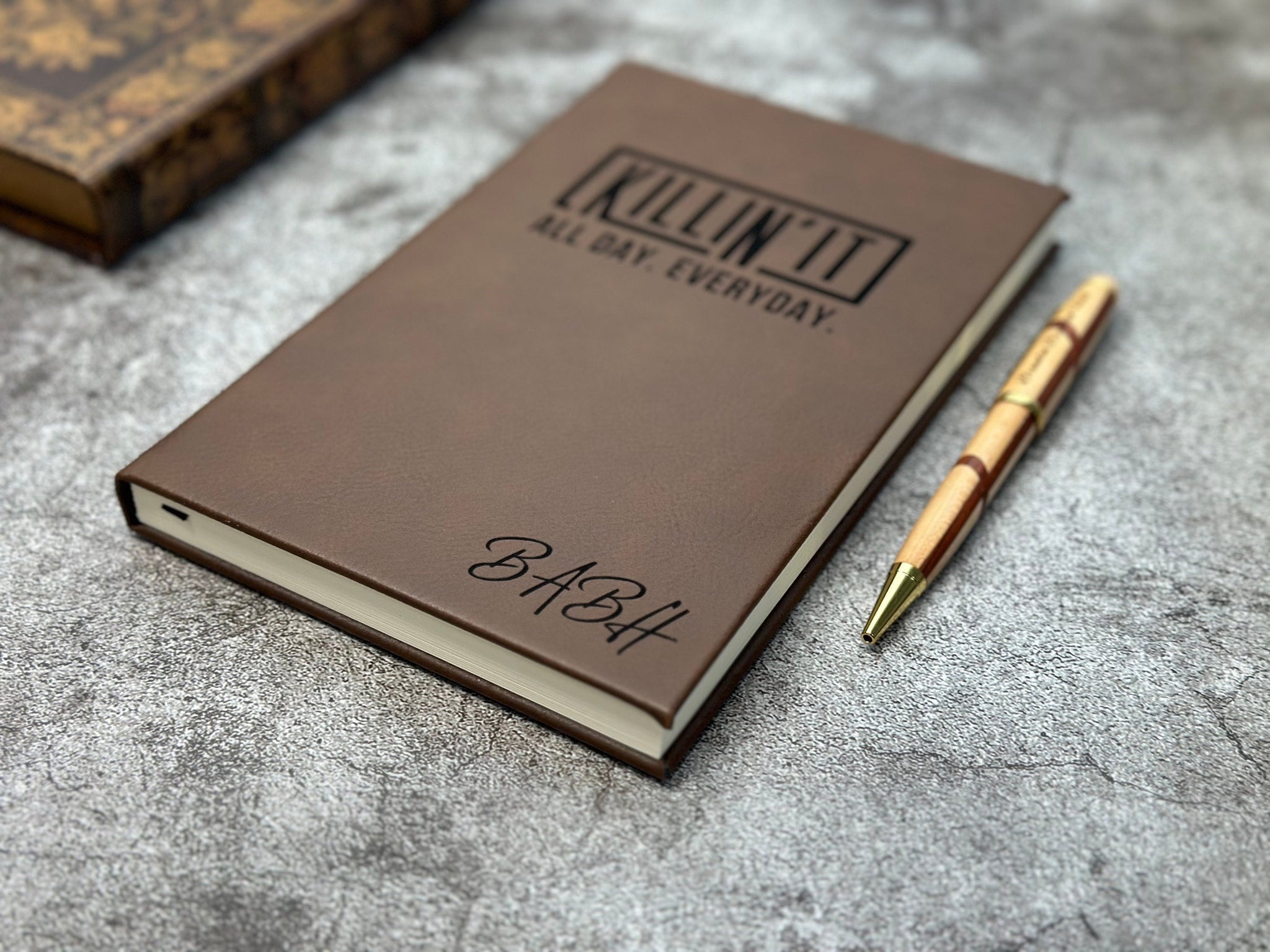 Personalized Journal, Killin'it All Day Every Day, Gift for Entrepreneurs, Writing Notebook, Vegan Leather Journal - #EngraveToRemember# - #product+tag# - 