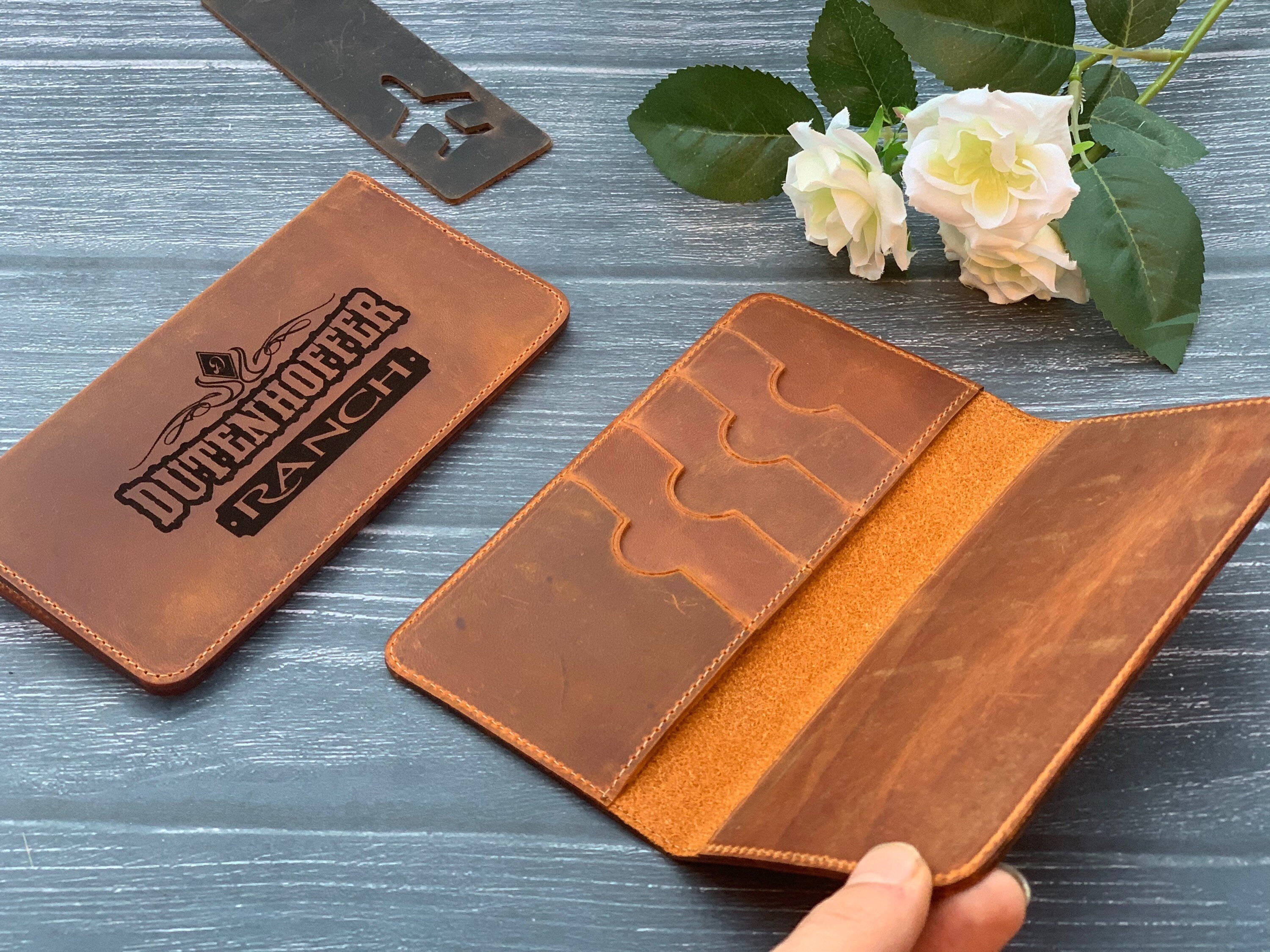 Personalized Leather Checkbook Cover