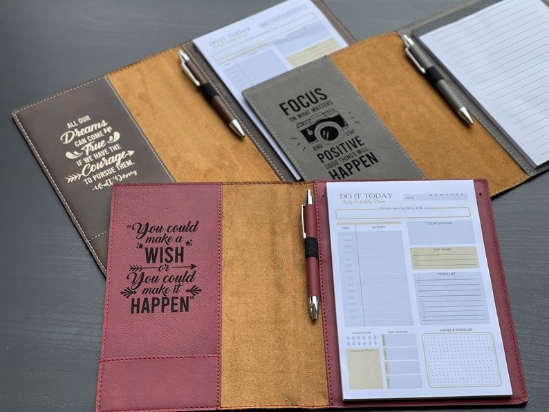 Personalized Leather Portfolio with Refillable Notepad - #EngraveToRemember# - #product+tag# - 