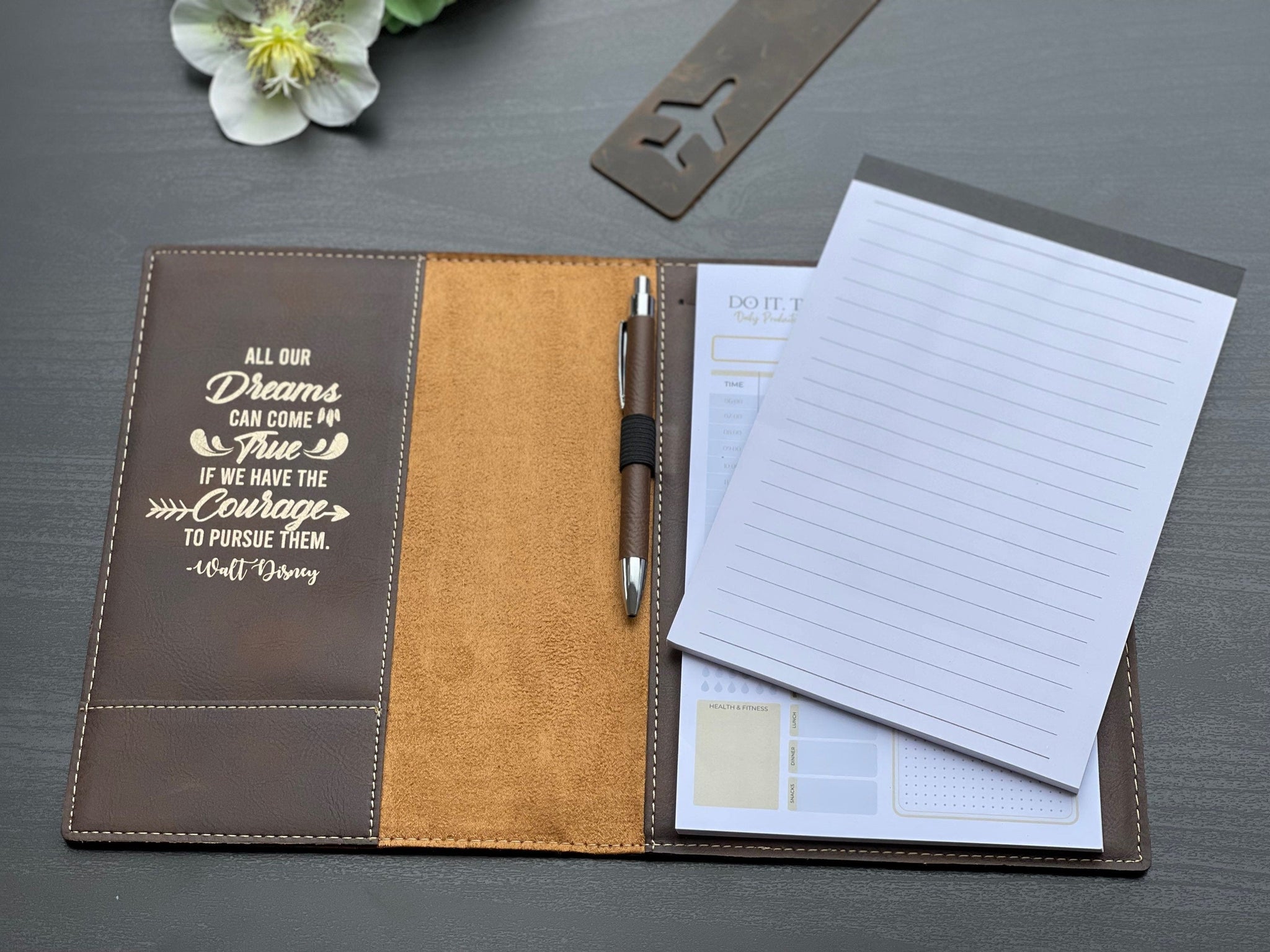 Personalized Leather Portfolio with Refillable Notepad - #EngraveToRemember# - #product+tag# - 