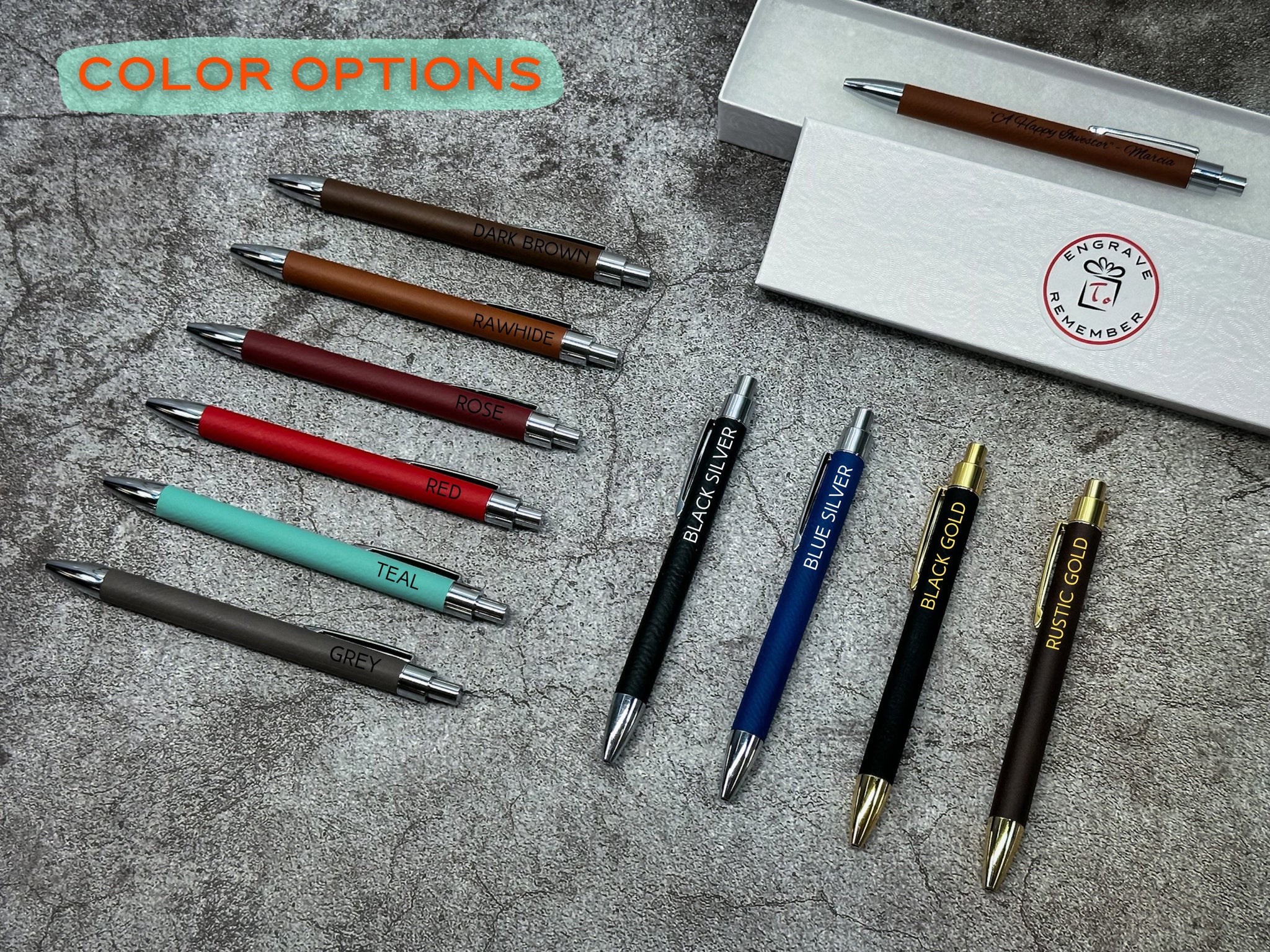 Personalized Pen, Engraved Vegan Leather Pen, Custom pen, Promotional Gift, Corporate gift, Graduation gift - #EngraveToRemember# - #product+tag# - 