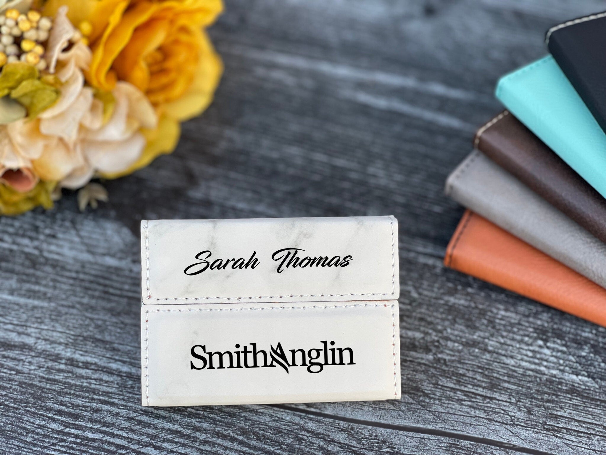 Personalized Vegan Leather Business Card Holder - #EngraveToRemember# - #product+tag# - 