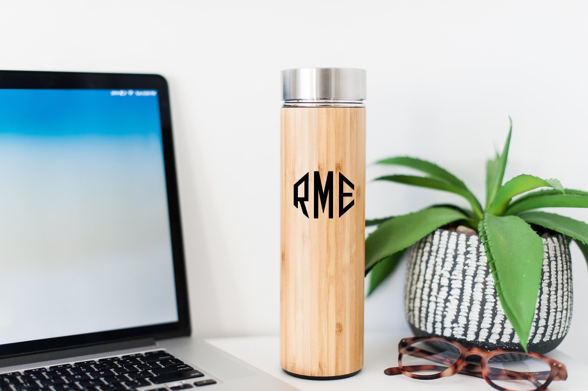 Personalized bamboo water bottle
