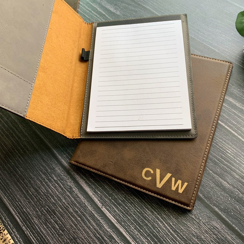Personalized Leather Portfolio with Refillable Notepad