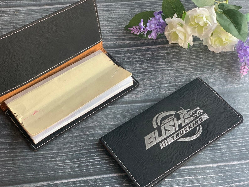 Vegan Leather Checkbook Cover with Custom Engraving