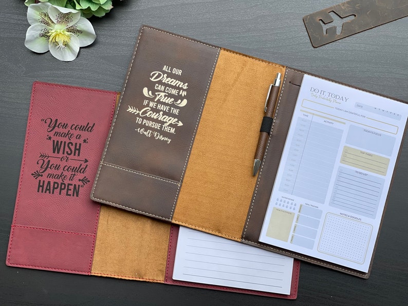 Personalized Leather Portfolio with Refillable Notepad