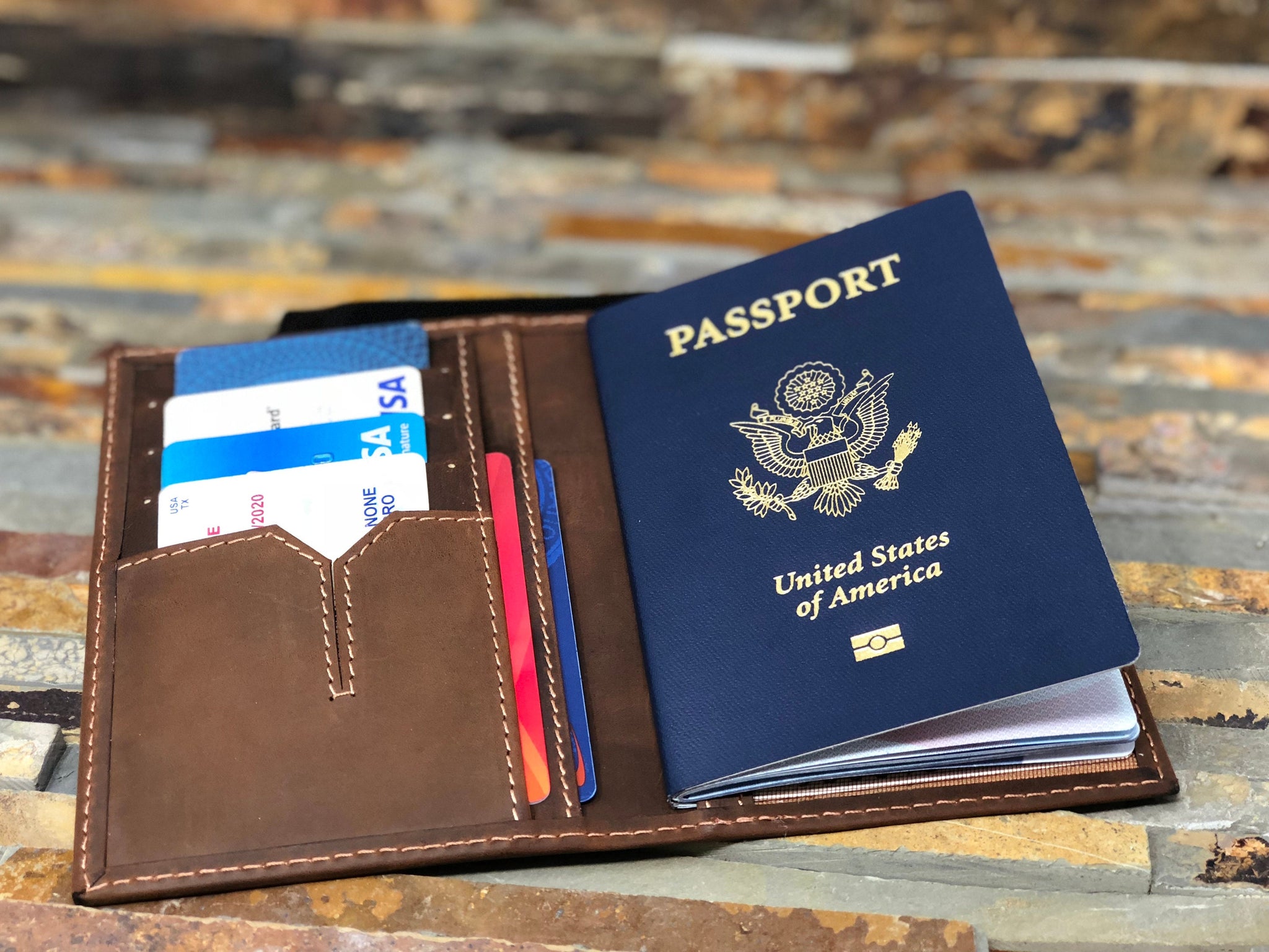 Handmade Leather Passport Wallet, Travel Wallet