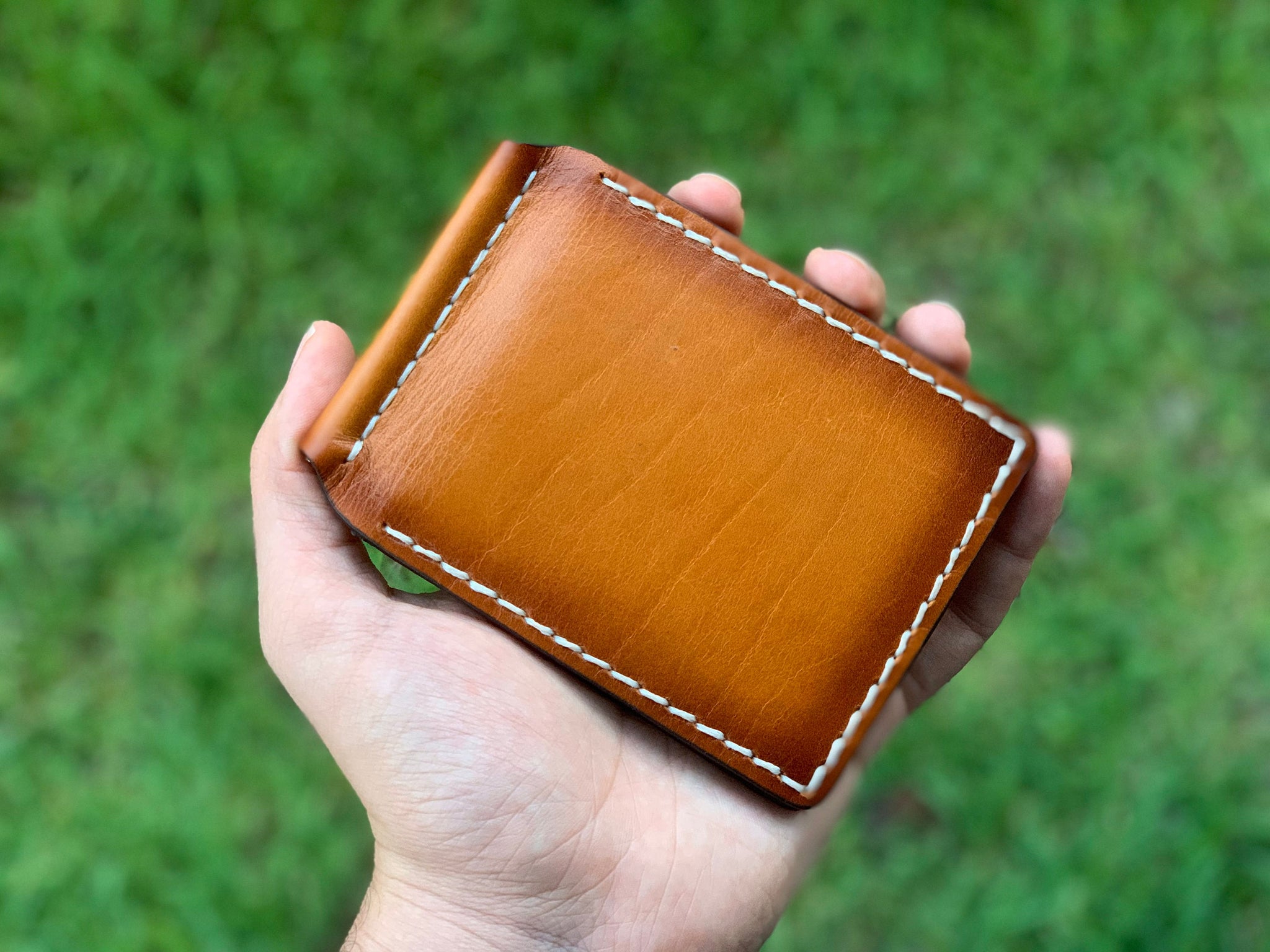 Handstitched Leather Wallet, Men's Wallet with Money Clip,