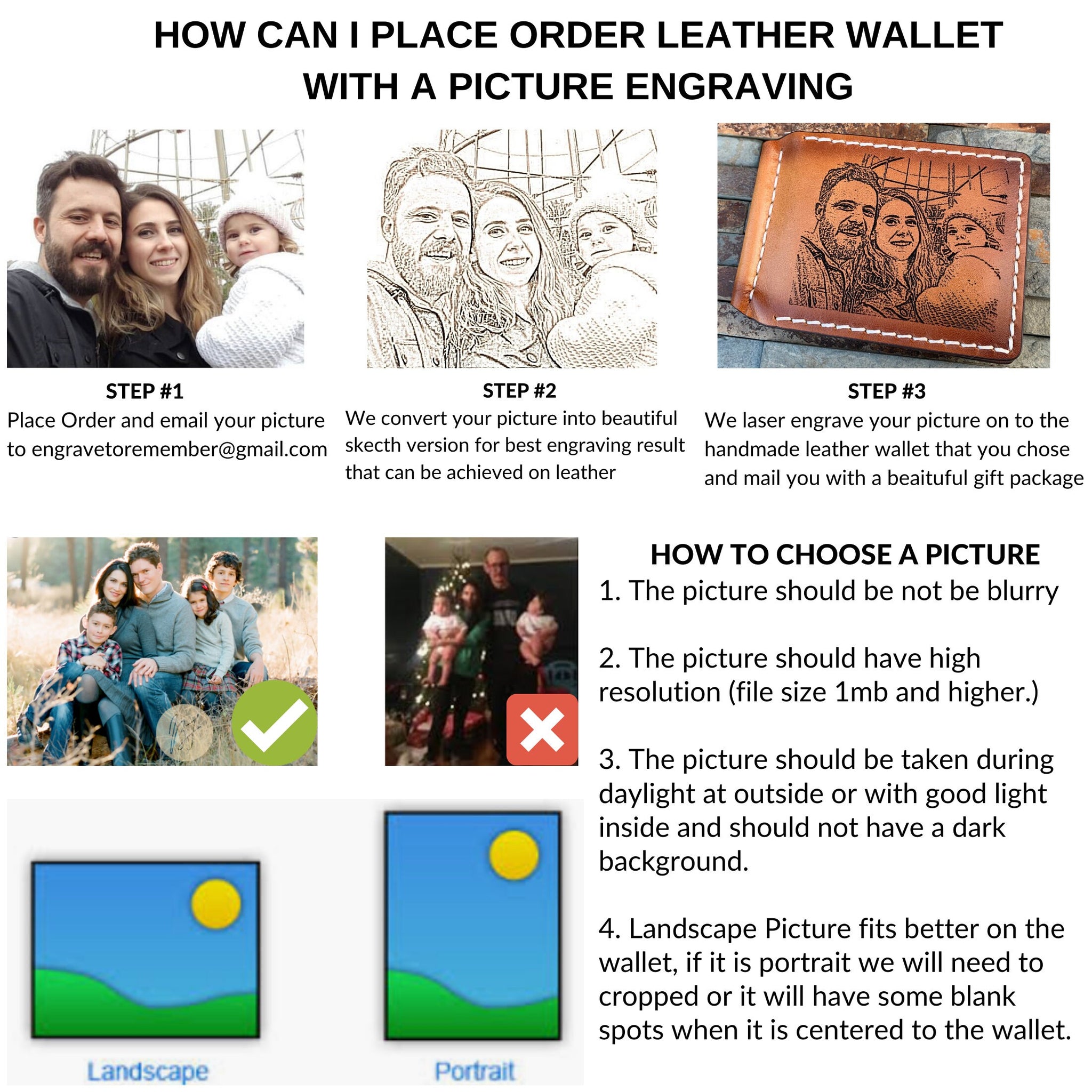 Leather Wallet, Personalized wallet, Picture Engraved Wallet, Handmade Distressed Leather Wallet, Cowhide Leather, Anniversary Gift