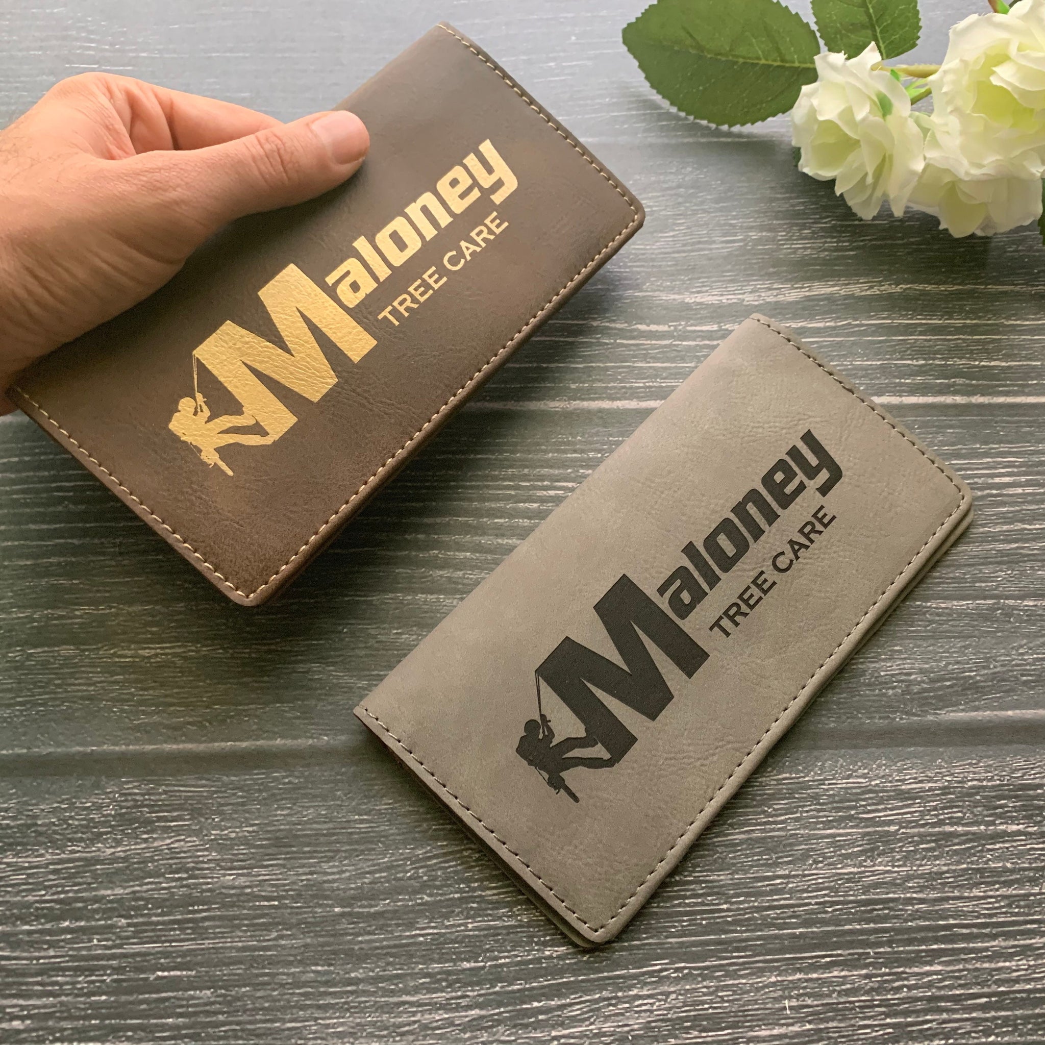 Vegan Leather Checkbook Cover with Custom Engraving