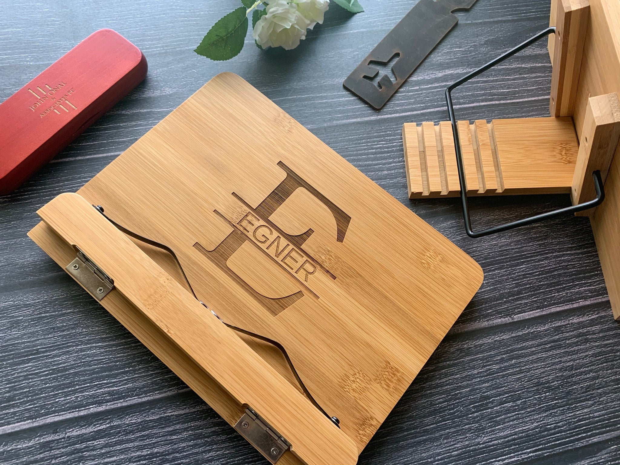 Personalized Book Stand, Cookbook Holder, Ipad & Phone Easel