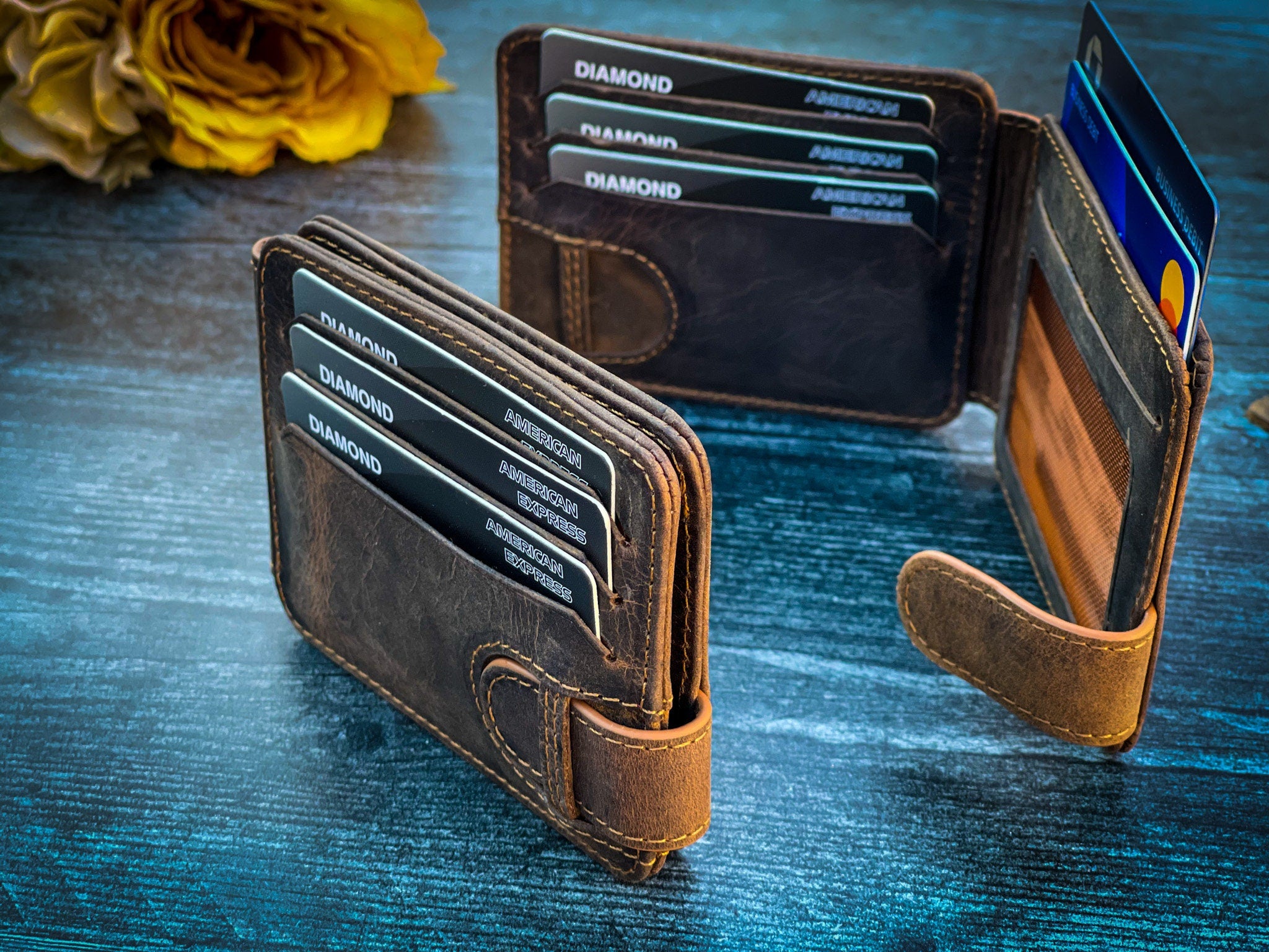 Personalized Leather Wallet, Slim Card Holder