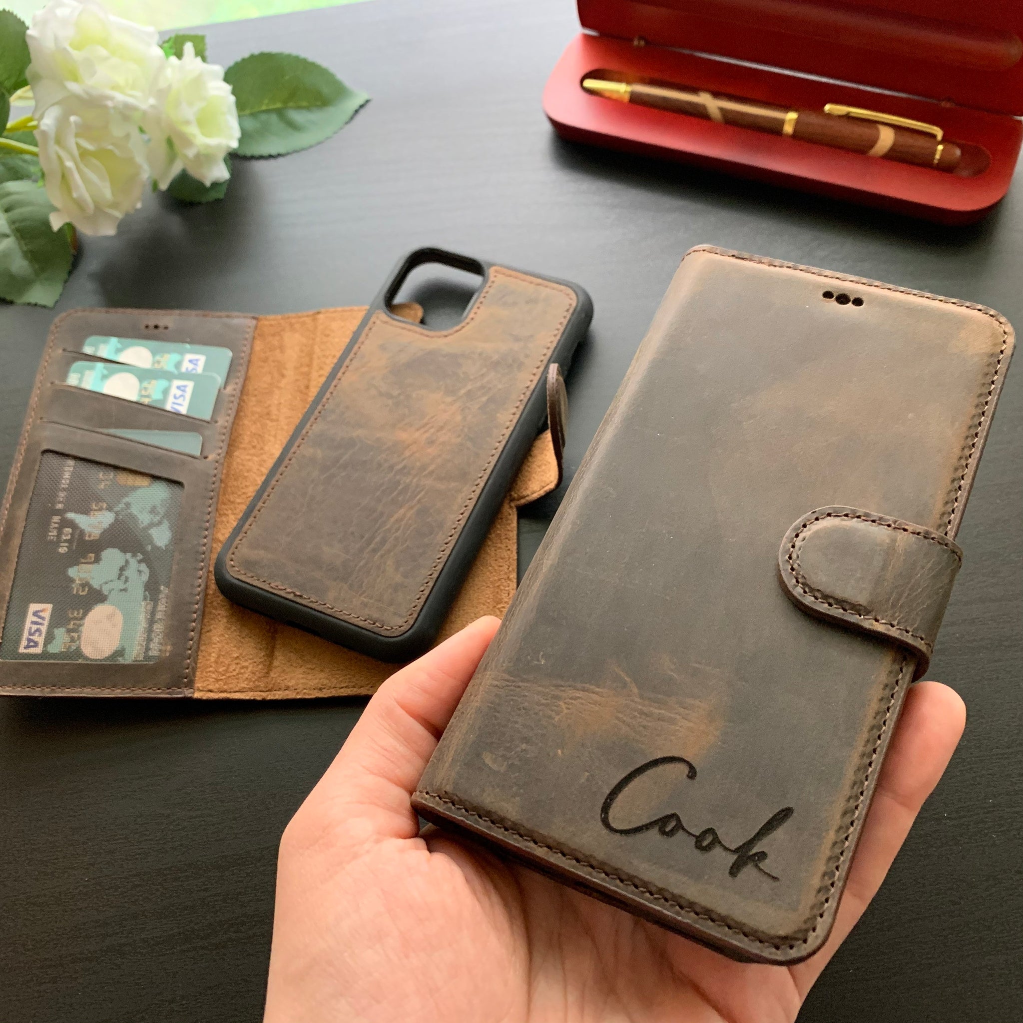 iphone 12 case , Personalized gifts for dad, Iphone 11 case, 100% Leather Wallet Case, Iphone 12 pro max case iPhone Leather Wallet