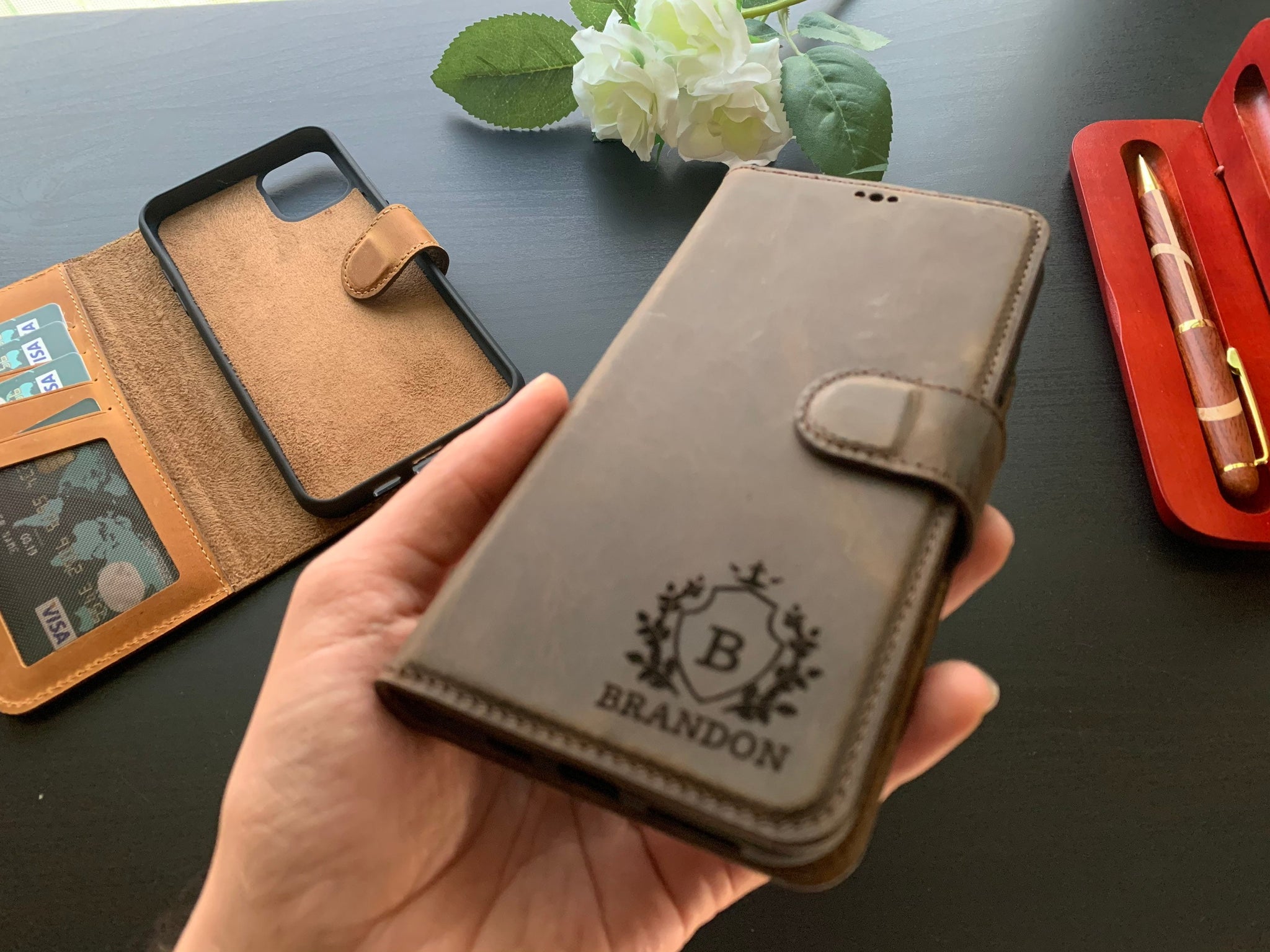 iphone 12 case , Personalized gifts for dad, Iphone 11 case, 100% Leather Wallet Case, Iphone 12 pro max case iPhone Leather Wallet