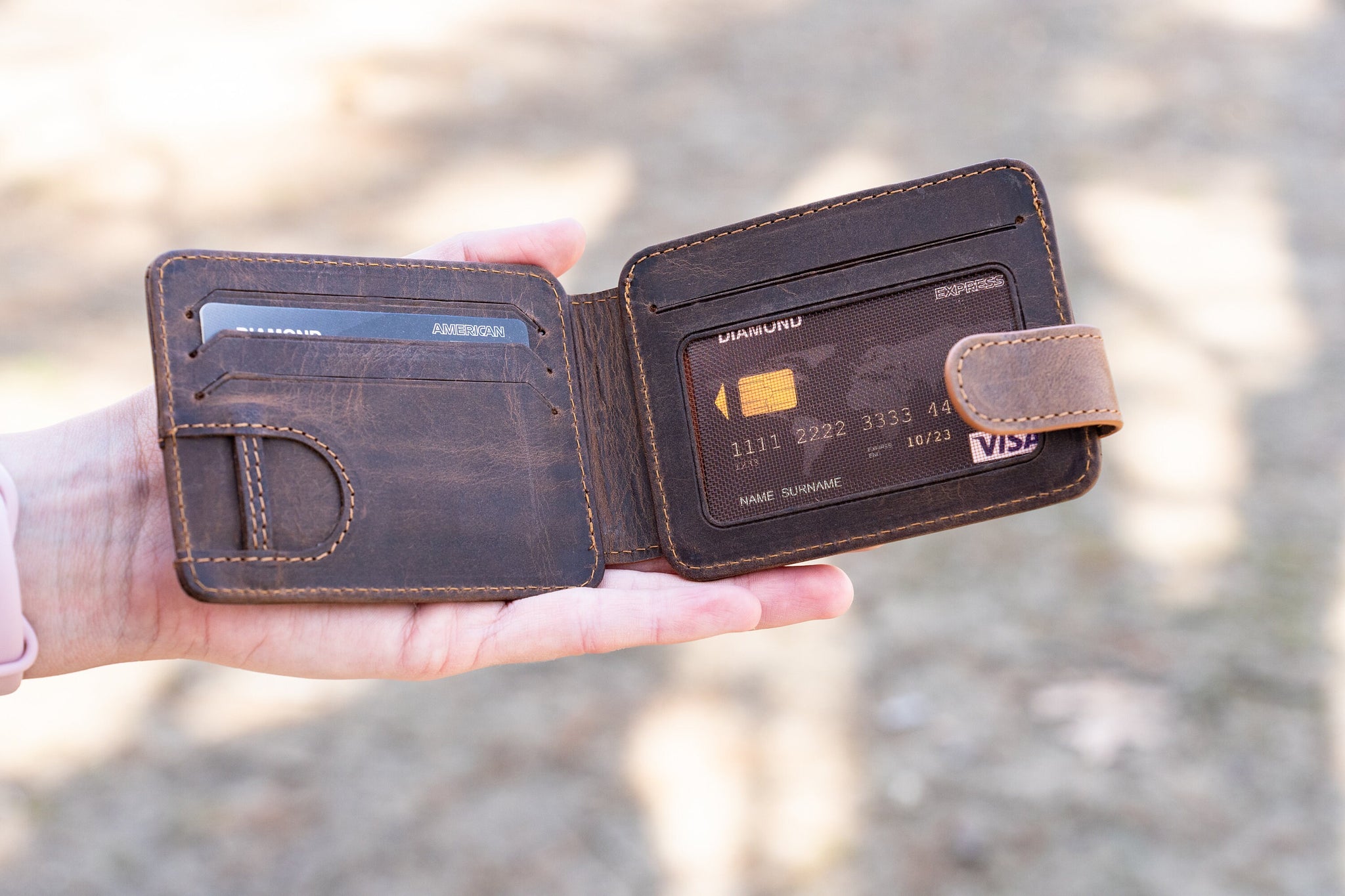 Fathers Day, Personalized Wallet for Him and Her, Red Slim Leather Wallet, 100% Full-Grain Leather wallet, Minimalist Card Holder