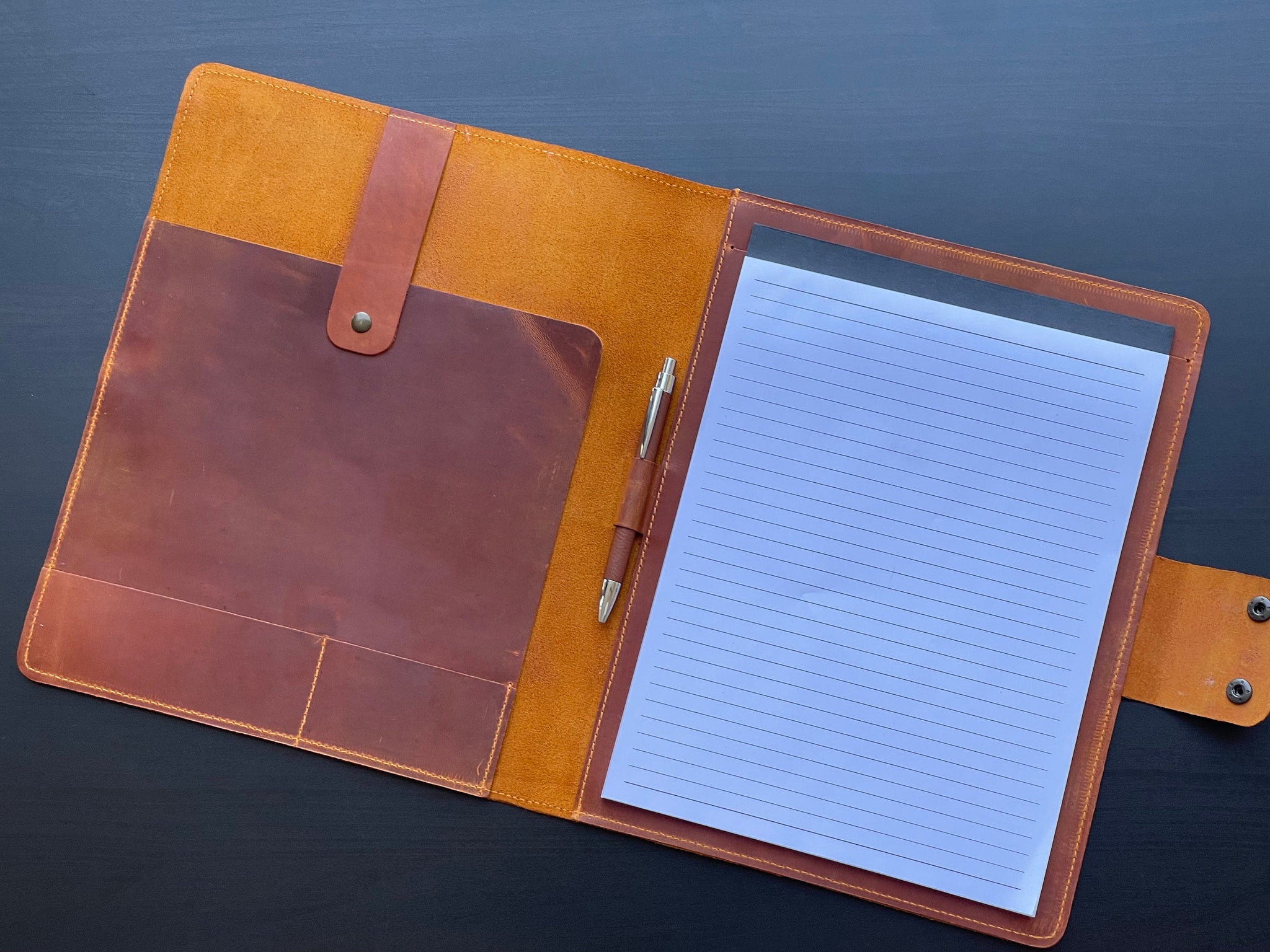 Executive Leather Portfolio, Personalize Business Padfolio, Refillable Notepad Cover, Notebook, Office Gift