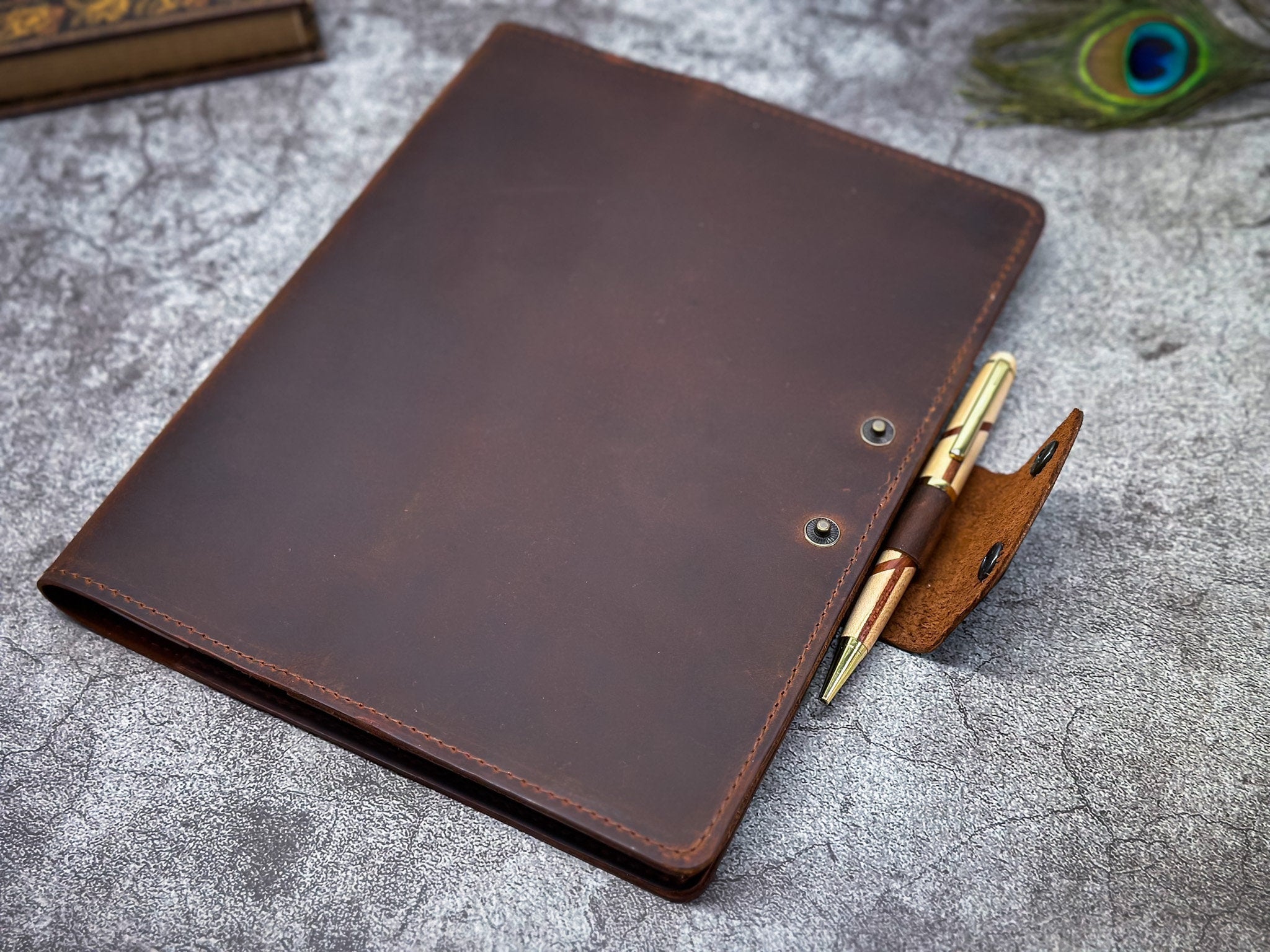 45 Units Personalized Leather Cover with Composition book With Two Engraving