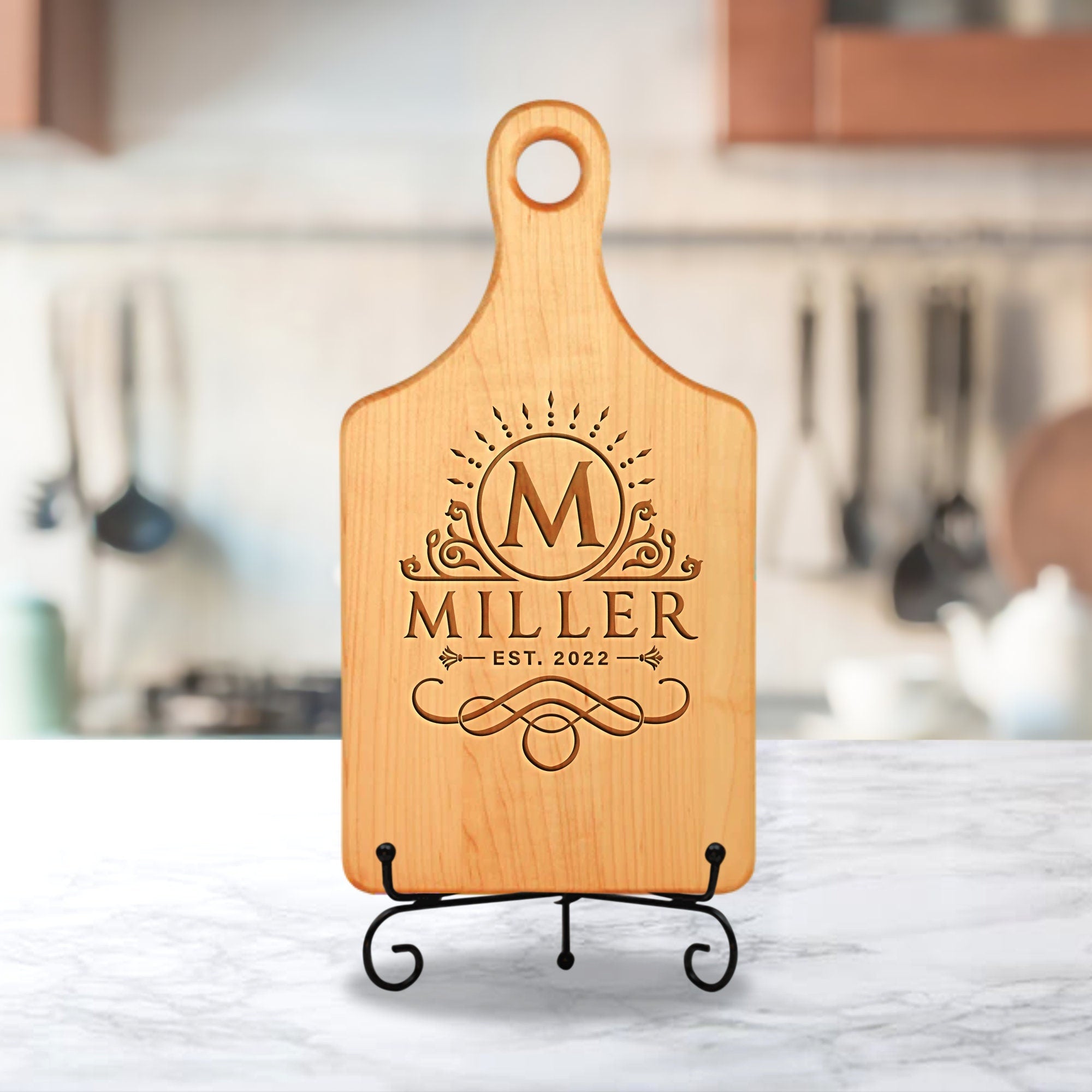 Personalized Cutting board, Paddle-shaped, housewarming gift
