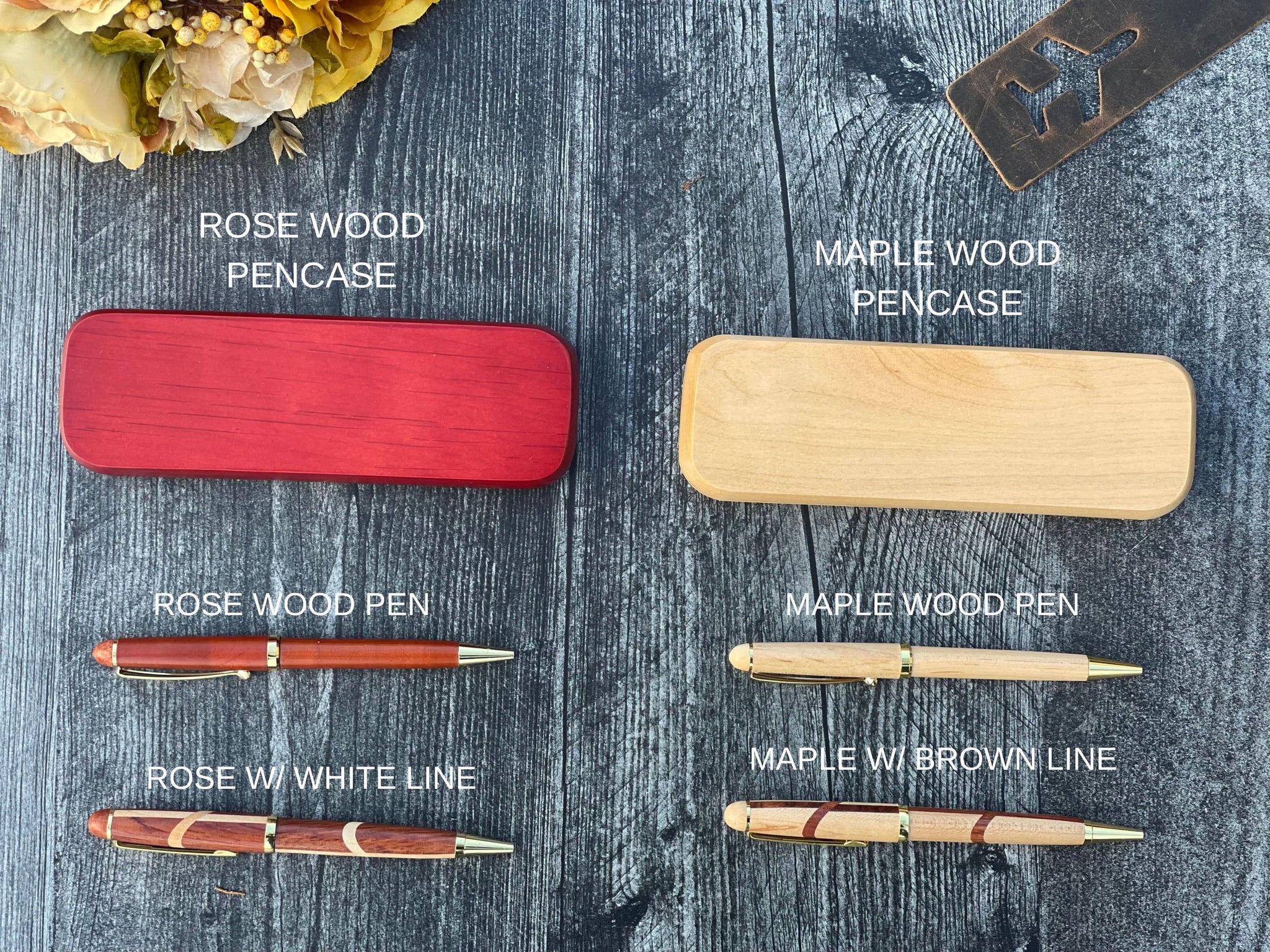 5th Year Anniversary Gift, Personalized Wooden Pen Case and Pen Set, Company gift, office gift, personalized pen case, personalized pen set