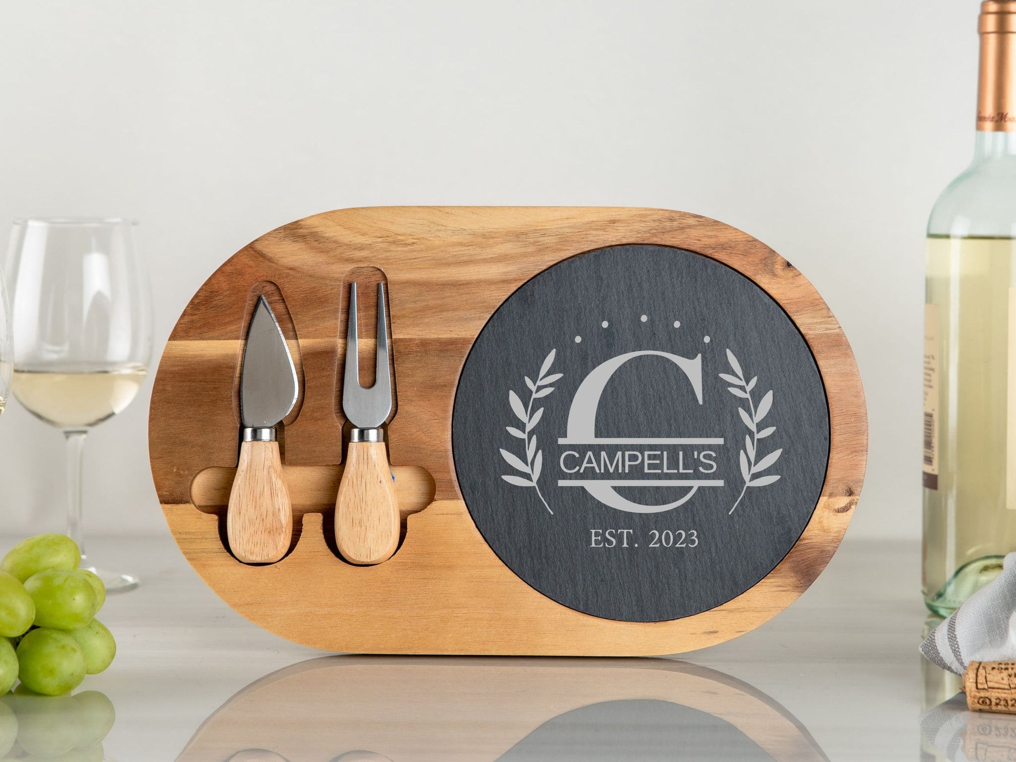 Personalized Cutting Board Gift Set, Custom Charcuterie Board, Bamboo  Butcher Block, Wood Coasters and Custom Wood Burning 